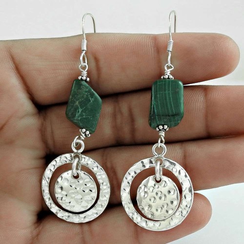 Natural !! Malachite Gemstone Sterling Silver Earrings Jewelry Lieferant