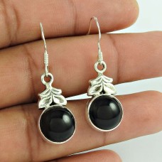 925 Sterling Silver Jewelry Beautiful Black Onyx Gemstone Fashion Earrings