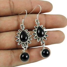 Well-Favoured 925 Sterling Silver Black Onyx Gemstone Earrings