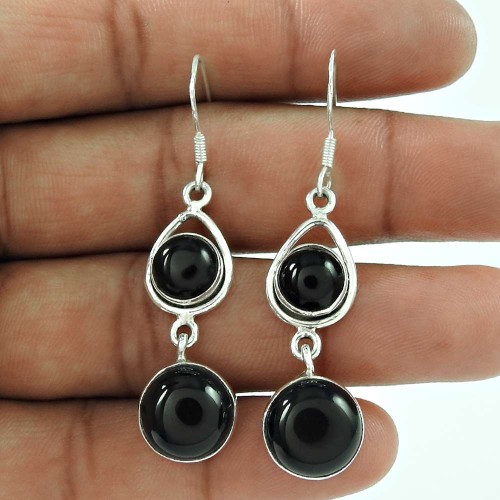 Daily Wear 925 Sterling Silver Black Onyx Gemstone Earring Jewellery