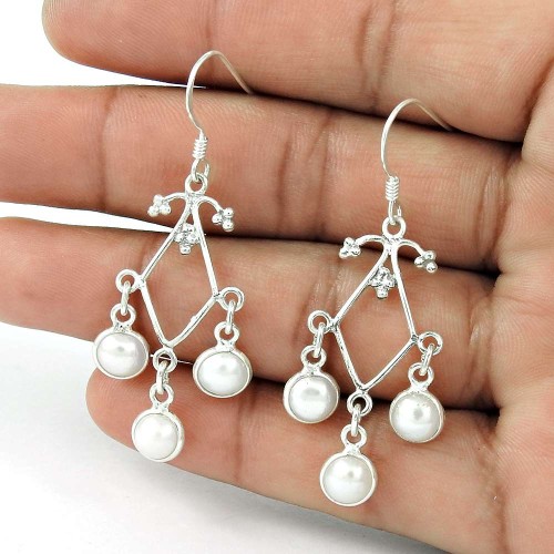 Manufacturer Pearl Earrings 925 Sterling Silver Jewellery Exporter India