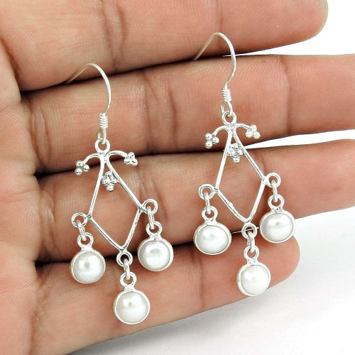 Exporter Pearl Earrings 925 Sterling Silver Jewellery Manufacturer India