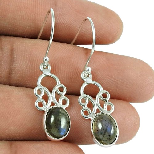 Stylish Labradorite Gemstone 925 Sterling Silver Earrings Jewellery