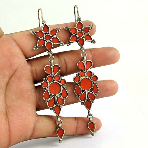 Classic 925 Sterling Silver Antique Glass Earrings