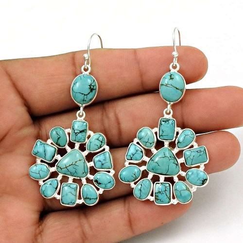 Beautiful 925 Sterling Silver Turquoise Gemstone Earring Ethnic Jewelry G11