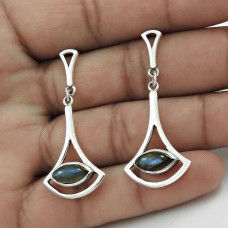 Women Gift 925 Sterling Silver Jewelry Labradorite Gemstone Earrings MM43