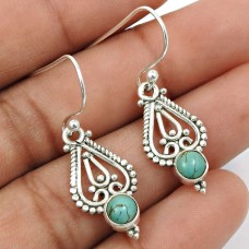 Turquoise Gemstone Earring 925 Sterling Silver Handmade Jewelry A7