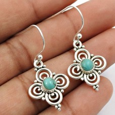 Turquoise Gemstone Earring 925 Sterling Silver Indian Jewelry H11