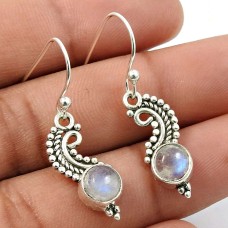 Rainbow Moonstone Gemstone Earring 925 Sterling Silver Traditional Jewelry D14