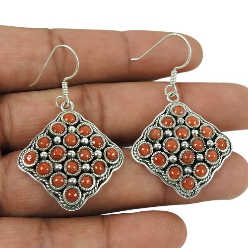Delicate Light! 925 Sterling Silver Coral Earrings Wholesale