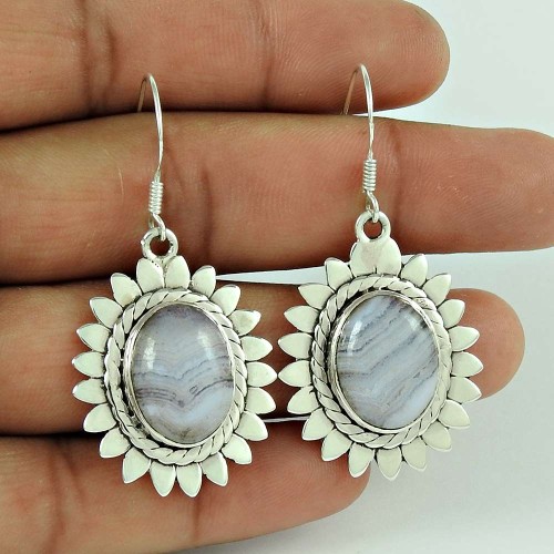 925 Sterling Silver Antique Jewelry Beautiful Blue Lace Ageta Handmade ...