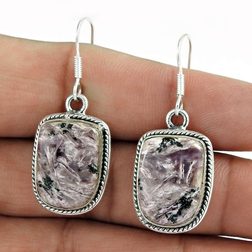 Perfect! 925 Sterling Silver Charoite Earrings Supplier India