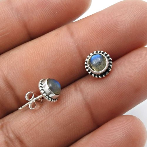 Labradorite Gemstone Stud Earrings 925 Sterling Silver Jewelry L27