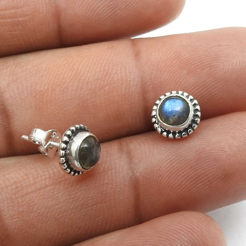 Labradorite Gemstone Jewelry 925 Sterling Silver Stud Earrings O27