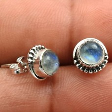 Rainbow Moonstone Gemstone Jewelry 925 Sterling Silver Stud Earrings T3