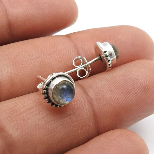Labradorite Gemstone Stud Earrings 925 Sterling Silver Jewelry V30