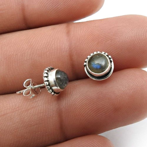 Labradorite Gemstone Jewelry 925 Fine Sterling Silver Stud Earrings Y30