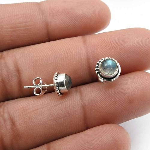 Labradorite Gemstone Jewelry 925 Fine Sterling Silver Stud Earrings A31