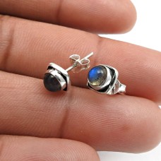 925 Sterling Fine Silver Jewelry Labradorite Gemstone Stud Earrings Y32