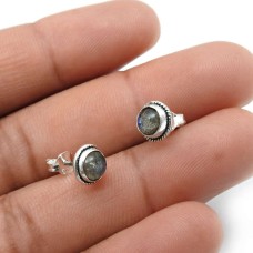 Labradorite Gemstone Stud Earrings 925 Sterling Silver Fine Jewelry S34