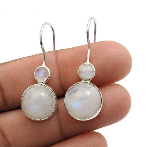 Rainbow Moonstone Gemstone Earrings Gift For Her 925 Sterling Silver Jewelry L1