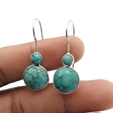 Women Gift 925 Sterling Silver Jewelry Turquoise Gemstone Earrings T1