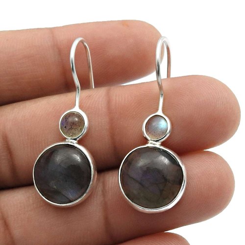 925 Sterling Fine Silver Jewelry Labradorite Gemstone Earrings For Women H1