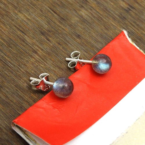 925 Sterling Fine Silver Jewelry Labradorite Gemstone Stud Earrings R37