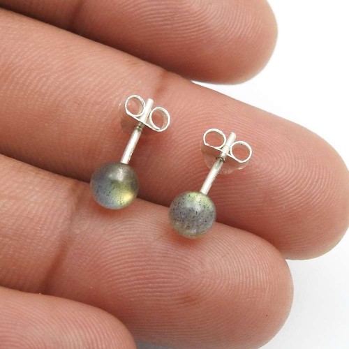 925 Sterling Silver Jewelry Labradorite Gemstone Stud Earrings T37