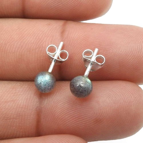 Labradorite Gemstone Stud Earrings 925 Sterling Silver Jewelry R38
