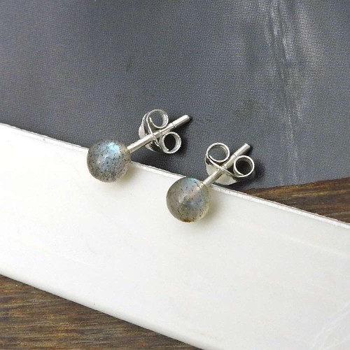 925 Sterling Silver Jewelry Labradorite Gemstone Stud Earrings A40