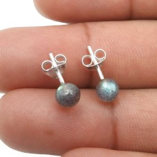 925 Sterling Fine Silver Jewelry Labradorite Gemstone Stud Earrings C40