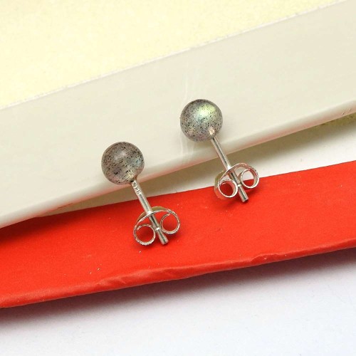 Labradorite Gemstone Jewelry 925 Fine Sterling Silver Stud Earrings K40