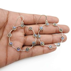 Labradorite Gemstone Jewelry 925 Solid Sterling Silver Earrings O41