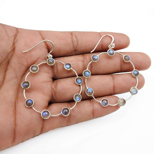 Labradorite Gemstone Jewelry 925 Fine Sterling Silver Earrings Q1