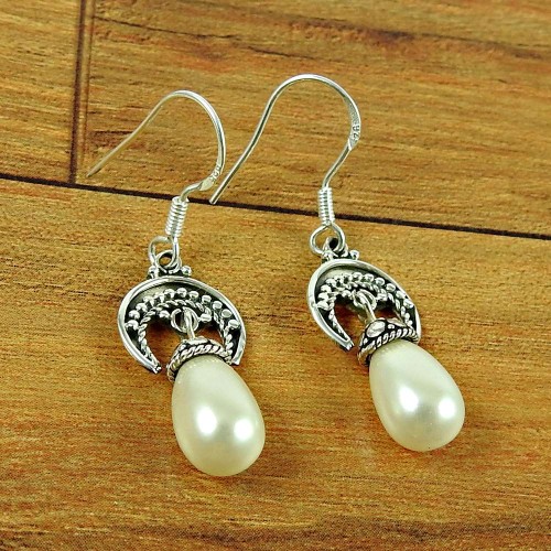925 Sterling Silver Indian Jewelry Beautiful Pearl Earrings