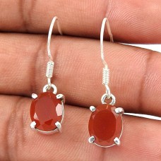 Passionate Love !! Coral Gemstone Sterling Silver Earrings Jewellery Fabricant