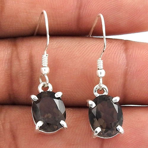Large Stunning ! 925 Sterling Silver Smoky Quartz Earrings Proveedor