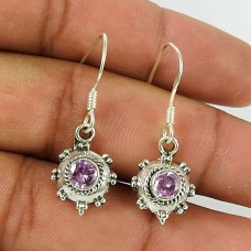 Designer CZ Pink Gemstone 925 Sterling Silver Indian Earrings Jewellery