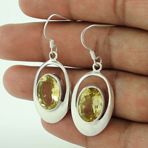 925 Sterling Silver Indian Jewellery Fashion Citrine Gemstone Earrings