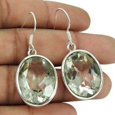 Rare 925 Sterling Silver Crystal Gemstone Earrings