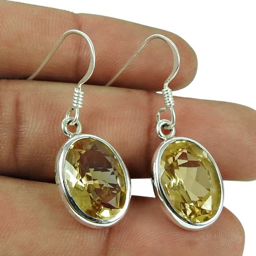 New Style Of! 925 Sterling Silver Citrine Earrings Wholesaling