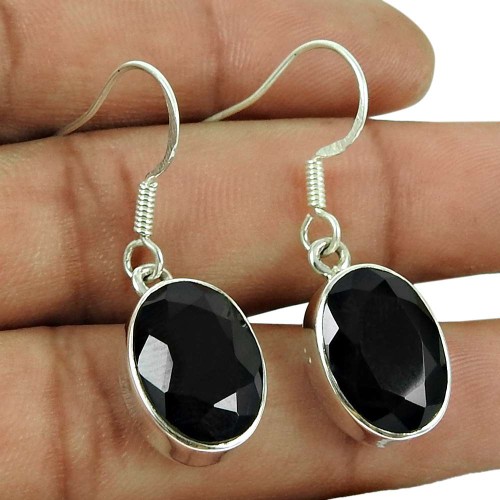 Possessing Good Fortune 925 Sterling Silver Black Onyx Gemstone Earrings Fashion Jewellery
