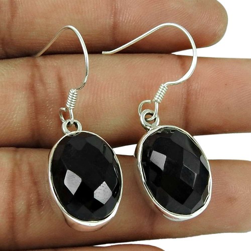 Handy 925 Sterling Silver Black Onyx Gemstone Earrings