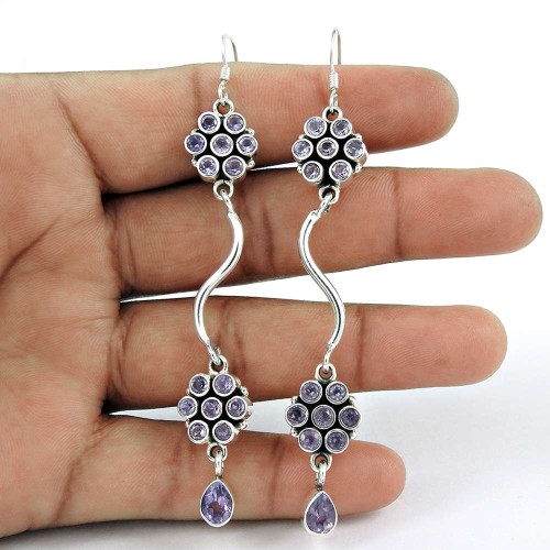 Captivating! 925 Sterling Silver Amethyst Earrings Lieferant