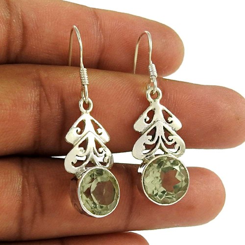 Stunning Green Amethyst Gemstone 925 Sterling Silver Earrings Jewellery