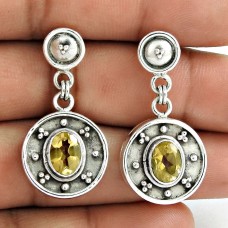 925 Sterling Silver Gemstone Jewellery Charming Citrine Gemstone Earrings