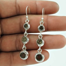 925 Sterling Silver Smoky Quartz Gemstone Earring Ethnic Jewellery Manufacturer India
