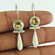 925 Sterling Silver Indian Jewellery Traditional Citrine Gemstone Earrings Supplier