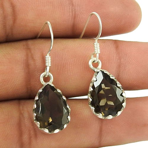 Awesome Style Of! 925 Sterling Silver Smoky Quartz Earrings Exporter